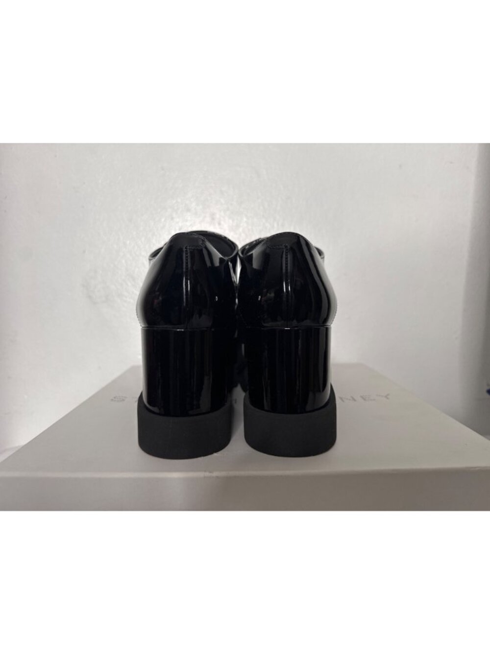 NWB Stella McCartney 80mm Elyse Shiny Patent Oxford Shoes Black Size 39.5 - Picture 10 of 16